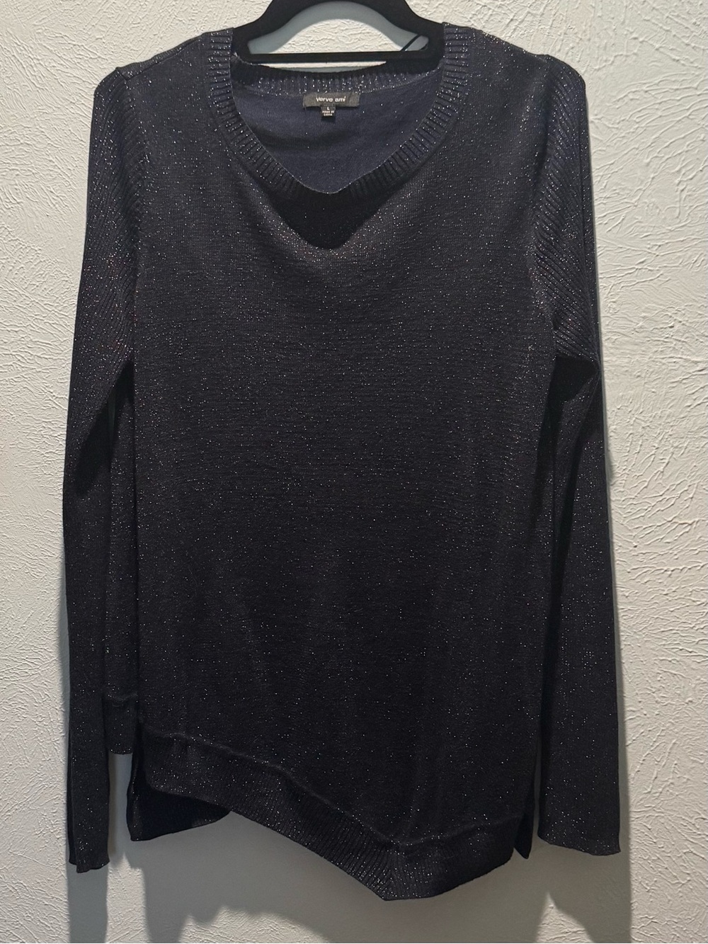 Verve Ami Navy Metallic Sparkle Long-Sleeve Sweater